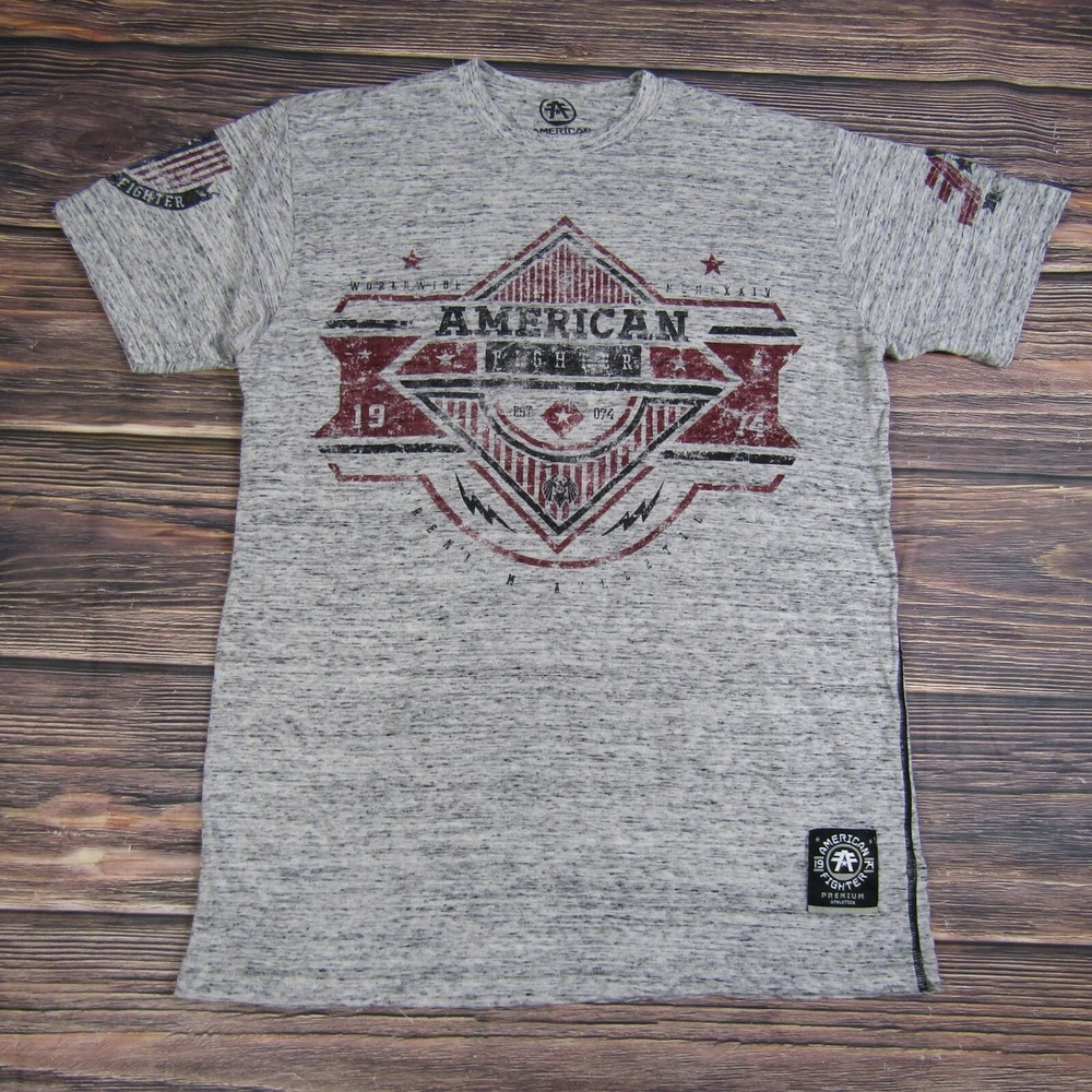 American Fighter Mens‎ Medium Training T Shirt UFC MMA Gym Workout Gray